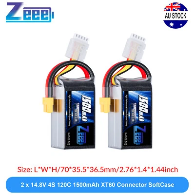 2x Zeee 4S LiPo Battery 1500mAh 120C 14.8V XT60 for RC FPV Drone Quadcopter Car - image 1 of 4