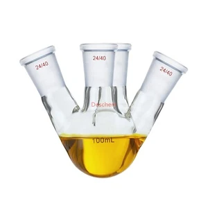 100ml 24/40 Glass Flask 4-Neck Round Bottom Lab Four Necks Reaction Bottle - Picture 1 of 1