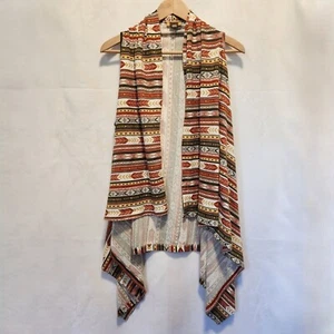 Wrangler ärmellose Strickjacke Wasserfall drapierte Weste Azteken asymmetrisch Damen L - Bild 1 von 5