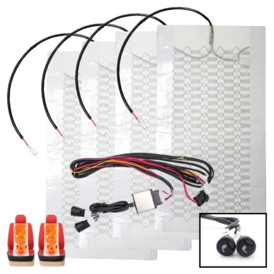 Universal 12V Carbon Fiber Car Seat Heated Cushion Heater Pad Round Switch Kit - Image 1 of 4