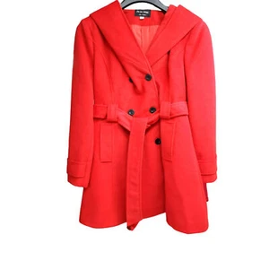 Brand Women Hooded Red Coat Belted Trench Ladies Winter Autumn Jacket Size 16-18 - Picture 1 of 11