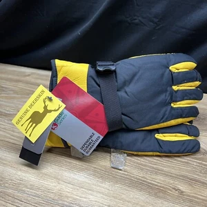 Leather Deerskin/Nylon Gloves Gander Mountain Mens Thinsulate XXL NWT Yellow/Blk - Picture 1 of 6