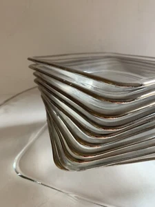 11 pc Appetizer Plate Set Silver Overlay Square Clear Glass Mid Century Modern - Picture 1 of 12