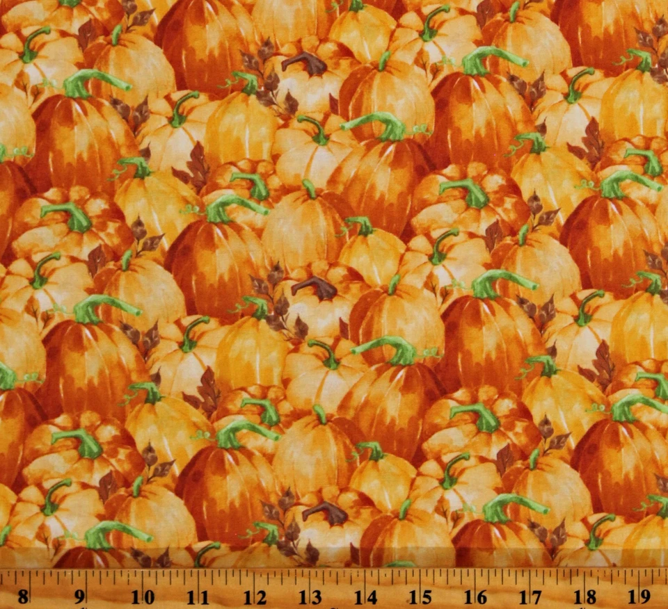 Algodón Calabazas Frutas Alimentos Otoño Otoño Naranja Tela Estampado por Yarda D514.62 Foto 1 de 1