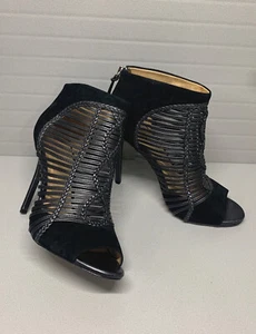 L.A.M.B. Kacee Black Leather Suede Ankle Bootie Size 8 M~Classy! - Picture 1 of 15