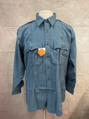 Camisa azul manga larga Elbeco TexTrop Nano-Dry para hombre talla 17-35 Foto 1 de 4