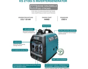 K&S Emergency Generator Petrol Inverter Generator 2KW 50Hz Camping - Picture 1 of 11