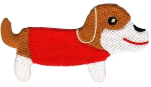 ab32★Hund Dackel Aufnäher zum aufbügeln Bügelbild Patch Applikation 10 x 5,4cm - Bild 1 von 1