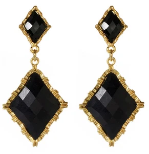 Amrita Singh Wainscot Black Resin Faceted Reign Celebrity Earrings ERC 5001 NWT  - Picture 1 of 2