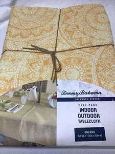 TOMMY BAHAMA EASY CARE INDOOR OUTDOOR TABLECLOTH YELLOW MEDALLION 60 X 84 NIP - Picture 1 of 3