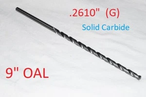 1Pc (.2610") 'G' Solid Carbide Drill Bit - Extra length - 9" OAL - Carbro - Picture 1 of 7