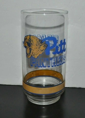 PITT PANTHERS Pittsburg 5.5 inch Drinking GLASS 1980s Big East Basketball Getty Cover
