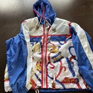 Vintage Active Frontier Western Theme Red/White/Blue Jacket Zip Windbreaker Med - Picture 1 of 6