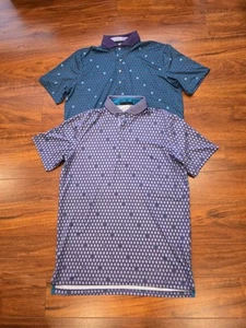 Lot of 2 Greyson Men’s Short Sleeve Polo Size S Golf Green/Purple Diamond Print - Picture 1 of 14