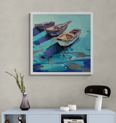 Impresión de Bellas Artes José Trujillo 36x36" Coleccionable Artista Barcos Impresionismo Agua Foto 1 de 4