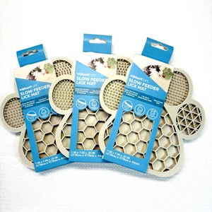Dog Licking Mat Paw Shaped Silicone Beige Tan 3 Pack Slow Feeder Suction Cups - Picture 1 of 8