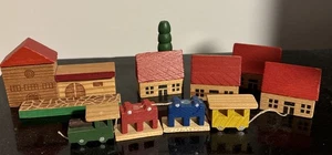 Ergebirge Vintage Bahnhof Zug und Häuser. Holz. Deutschland - Bild 1 von 4