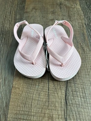 Chinelos Old Navy bebê meninas rosa claro sólido elástico alça no tornozelo rosa tamanho 6 - Imagem 1 de 4