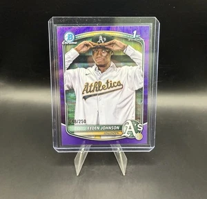 AYDEN JOHNSON 2025 BOWMAN CROMO PRIMERA OLA PÚRPURA ATLETISMO/250 - Imagen 1 de 2