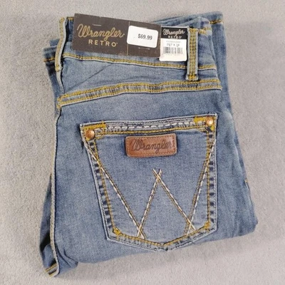 Wrangler Retro Jeans Womens 7 29x34 Boot Cut Stretch Denim Light Wash 1009MWZKM - Image 1 of 4
