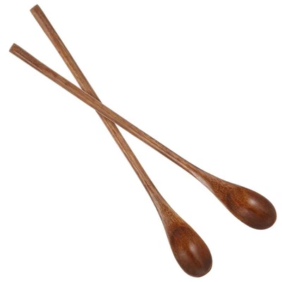  Cucchiaino da caffè con manico lungo da 2 pezzi Cucchiaio di legno con - Immagine 1 di 4