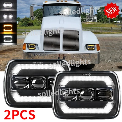 Fit For Kenworth T300 1997-2010 Halo 7x6" LED Headlight Hi-Lo Sealed Beam DRL - Image 1 of 4