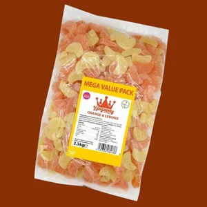 ORANGE & LEMON SLICES Sweets GUMMY Candy JELLY SEGMENT SLICE Kingsway PICK N MIX - Picture 1 of 3