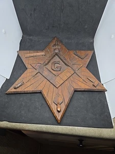 Masonic Carved Wood Sign 17 Inches - Bild 1 von 4
