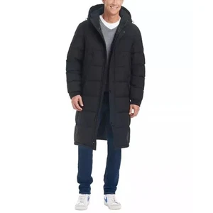 Vince Camuto Sz M Black Group Wellon Quilted Coat Hooded Zip Up Insulated HR2-90 - Picture 1 of 12