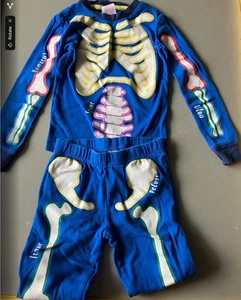 MINI BODEN KID’S COTTON FITTED PAJAMAS BLUE Skeletal System - Picture 1 of 12