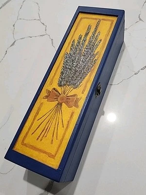 Wooden Wine Box With Rope Handle 2003 Dennis East International Inc Lavender  - Image 1 of 4