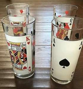 Karte große Gläser Asse Ks Qs Js Spaten Diamanten Herzen Kleeblätter 4er Set - Italien - Bild 1 von 6