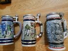 Vintage Lot of 3 Avon Sports Beer Steins Baseball Football and Train