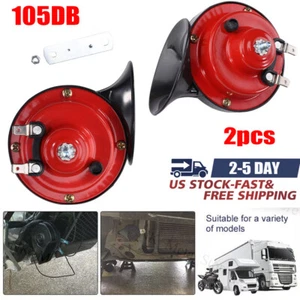 2x Bocina de tren súper fuerte roja 12V 105DB impermeable para motocicleta coche camión barco - Imagen 1 de 13