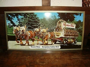 Vintage 1960's Tin over Cardboard Meister Brau Westphalion Stallion Sign - Bild 1 von 8