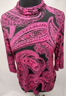 Alfani Shirt Blouse Womens XLarge Black Paisley Casual Carrier Romantic - Image 1 of 4