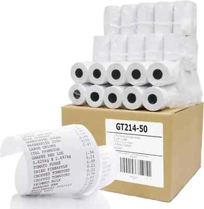 50 Rollos 2-1/4"X50' Papel Termico Recibos Maquina De Caja Registradora Pos New - Picture 1 of 5