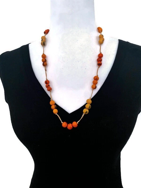 Tagua Nut Necklace in Black Red White Tag634 Vegetable Ivory Jewelry