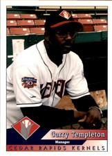 1998 Cedar Rapids Kernels Team Issue 29 Garry Templeton Manager Poway California