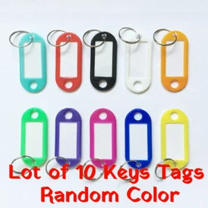 Plastic Key Tags ID Label Name Luggage Car Tags Split Ring Baggage Chains 10PCS - Picture 1 of 11