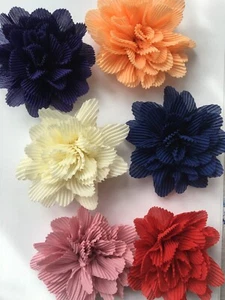 Handmade Pleated Polyester Flowers Shoes Clothes Hair Decor 9 cm diameter - Picture 1 of 17