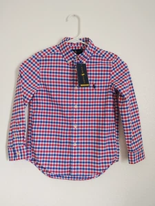 Polo Ralph Lauren Shirt Boys Size 6 Performance Blue Red White Long Sleeve New - Picture 1 of 13