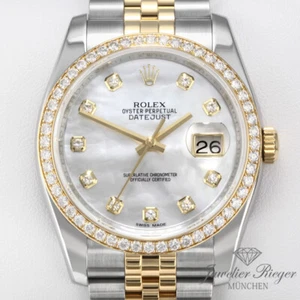 Rolex Datejust 36 mm 116243 Stahl Gelbgold 750 Perlmutt Diamanten Automatik - Bild 1 von 1