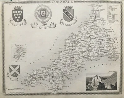 1841 Antique Map; Cornwall by Thomas Moule - Image 1 of 2