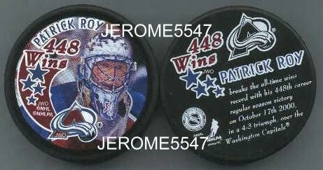 Colorado AVALANCHE PATRICK ROY 448 Wins Puck - #AAL/ #2L Cover