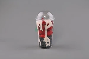 200 x Disposable Smoothie Cups Domed Flat Slot Lids Milkshake Juice Slush Cup - Picture 1 of 5