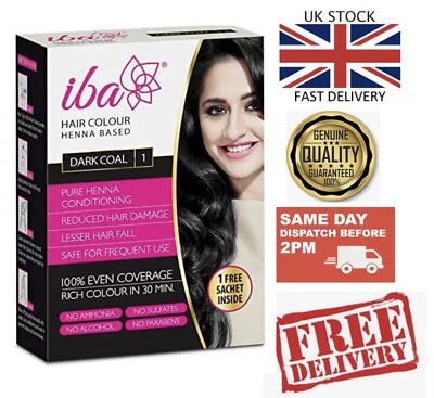 IBA HALAL IBA Herbal Henna Based Hair Color,Ammonia free, Halal, Dark Coal 70g Box