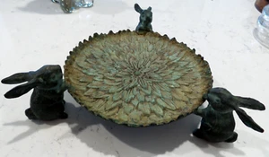METAL Pot Stand with Three Rabbits for Legs. 6 1/4"x3"H - Picture 1 of 6