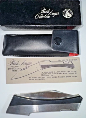 Navaja de Bolsillo Plegable Angus Negra con Estuche/Caja, 1 Hojas Foto 1 de 3