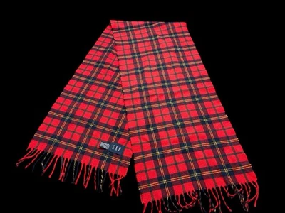 Bufanda vintage GAP roja tartán de Navidad a cuadros 100 % lana con flecos hecha en Italia 85 Foto 1 de 4